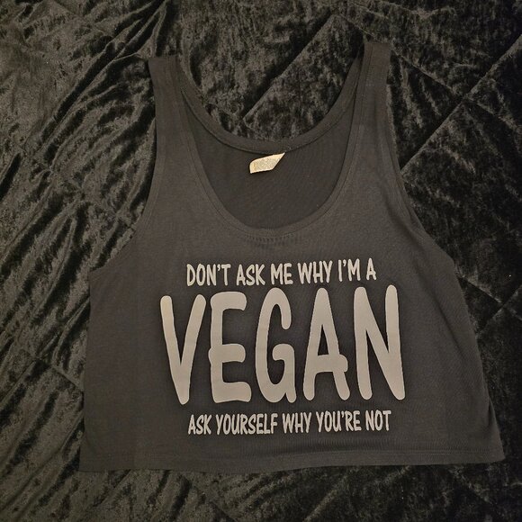 Two VEGAN Tank Tops Muscle Tee Humane Meat Does Not Exist Unicorn Set of 2 Lot - Picture 3 of 6